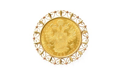 Lot 277 - An Austrian 4 Ducats 1915 Restrike Brooch,...