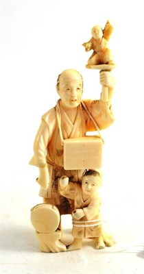 Lot 91 - A late 19th century Japanese ivory figural group (a.f.)