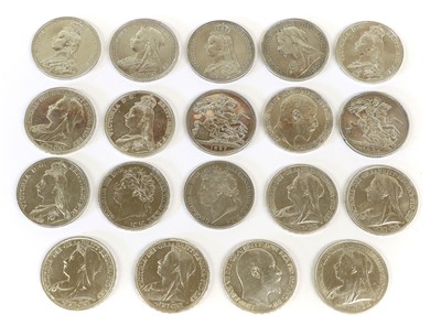 Lot 57 - 19x UK Silver Crowns, to include; George IV...