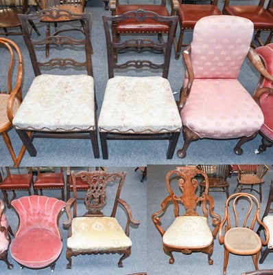 Lot 1336 - Seven Assorted Chairs, comprising: a pair of...