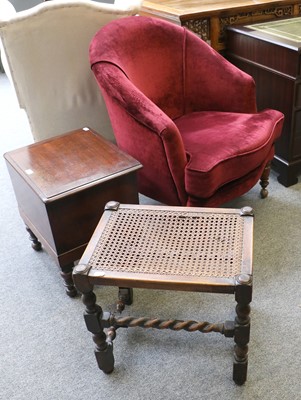 Lot 1150 - A Victorian Armchair, in burgundy velvet, A...