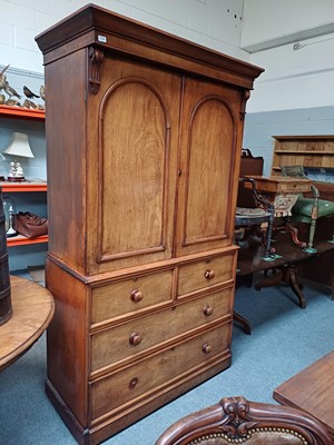 Lot 1256 - A Victorian Mahogany Linen Press, with twin...