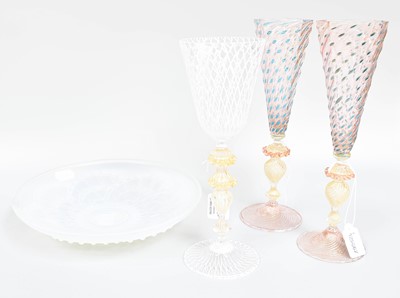 Lot 233 - Three Venetian Glasses, one signed and an Art...