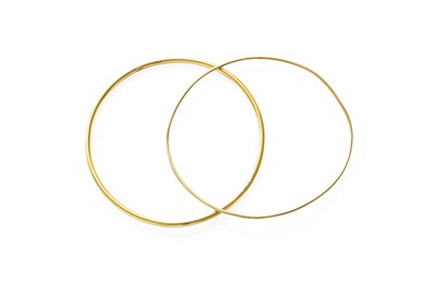 Lot 288 - An 18 Carat Gold Bangle, inner diameter 6.6cm;...