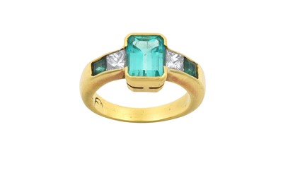 Lot 2303 - An Emerald and Diamond Ring the emerald-cut...