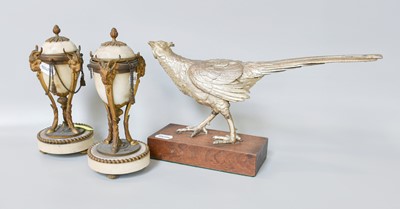 Lot 290 - A Silver Plated Model of a Pheasant on Wooden...