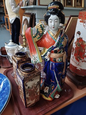 Lot 282 - A Large Japanese Kutani Porcelain Figure of a...