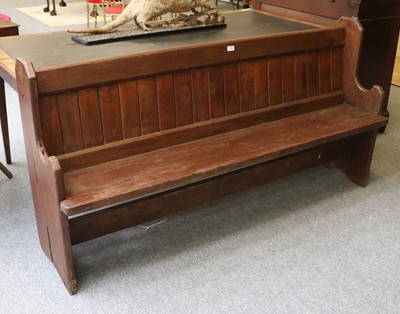 Lot 1196 - A Pitch Pine Pew, 175cm by 46cm by 90cm