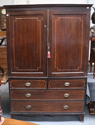 Lot 1299 - A George III Mahogany Linen Press, moulded...