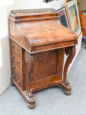 Lot 1225 - A Victorian Walnut Davenport, 56cm by 55cm by...