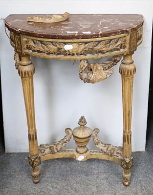 Lot 1248 - A Marble Topped Console Table, the demi-lune...