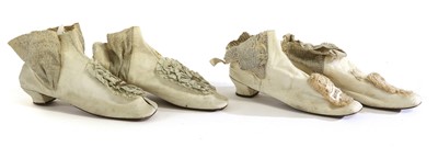 Lot 2133 - Pair of Early 19th Century Cream Kid Leather...