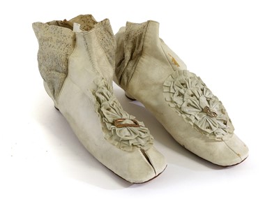 Lot 2133 - Pair of Early 19th Century Cream Kid Leather...