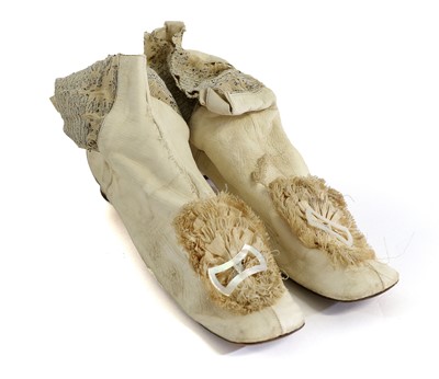 Lot 2133 - Pair of Early 19th Century Cream Kid Leather...