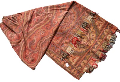 Lot 1177 - A 19th Century Woven Paisley Shawl, decorated...