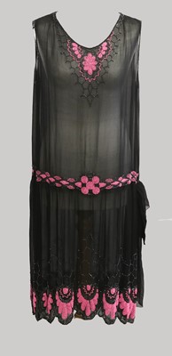 Lot 2223 - Circa 1920s Black Silk Chiffon Drop Waist...