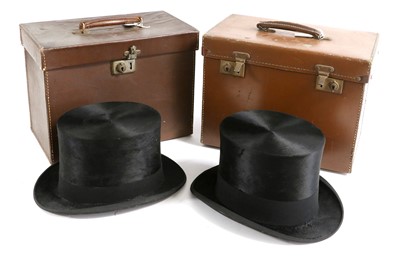 Lot 2138 - Bates Hatter, London Black Silk Top Hat in a...