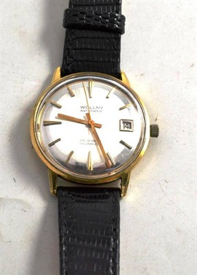 Lot 126 - A gentleman's wristwatch signed Wollny, case stamped '18K 0.750'