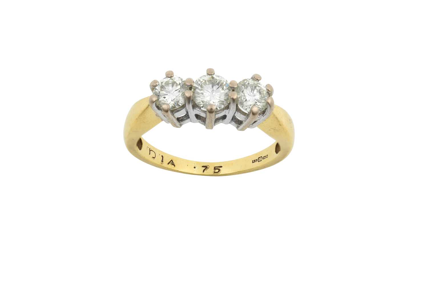 Lot 2021 - An 18 Carat Gold Diamond Three Stone Ring the...