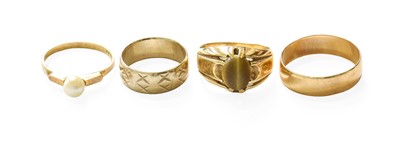 Lot 401 - Two 9 Carat Gold Band Rings, finger sizes L1/2...