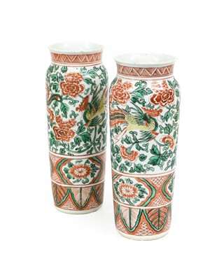 Lot 132 - A Pair of Chinese Porcelain Sleeve Vases, in...