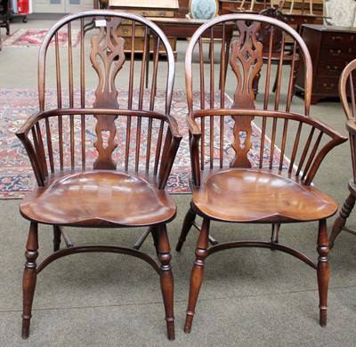 Lot 1279 - A Pair of 20th century Windsor Armchairs, in...