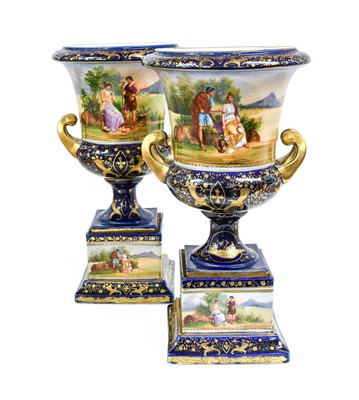 Lot 45 - A Pair of Vienna Style Porcelain Campana Urns,...