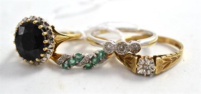 Lot 149 - Four 9ct gold gem and diamond set rings