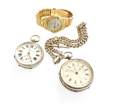Lot 49 - Two Silver Pocket Watches, Silver Watch Chain...
