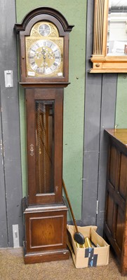 Lot 1230 - A Small Chiming Longcase Clock, 20th...