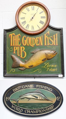 Lot 472 - Two Reproduction Painted Fishing Plaques/Signs...