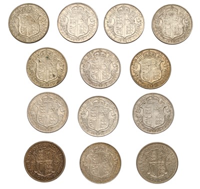 Lot 69 - George V, Halfcrowns, 13 coins to include;...