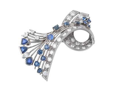 Lot 2075 - A Sapphire and Diamond Brooch modelled as a...