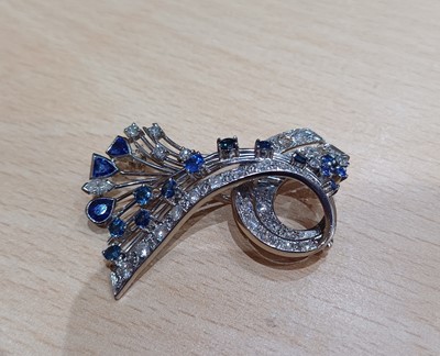 Lot 2075 - A Sapphire and Diamond Brooch modelled as a...