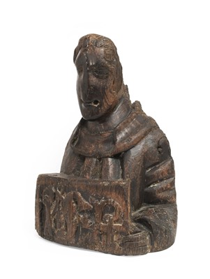 Lot 236 - A Carved Oak Bust of a Saint, probably late...