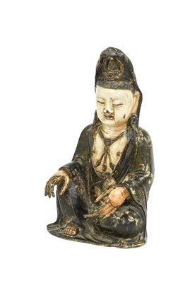 Lot 131 - A Chinese Painted Bronze Figure of Guanyin, in...