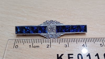 Lot 2069 - A Synthetic Sapphire and Diamond Brooch the...