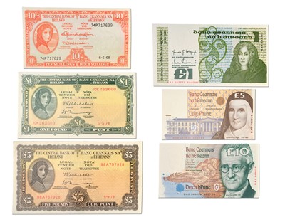 Lot 444 - 6x Central Bank of Ireland Banknotes, to...