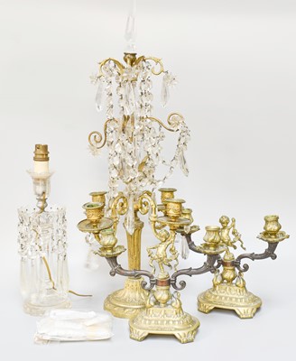 Lot 303 - A Gilt Bronze and Cut Glass Four Light...