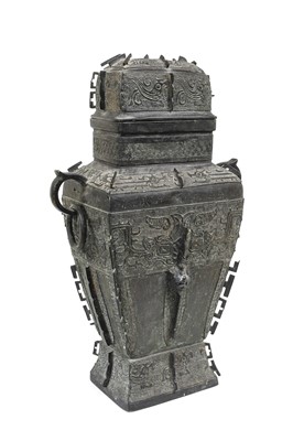 Lot 101 - A Chinese Bronze Vase and Cover, in Archaic...