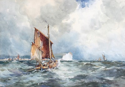 Lot 1025 - William Hyams (1878-1952) Fishing boats off a...