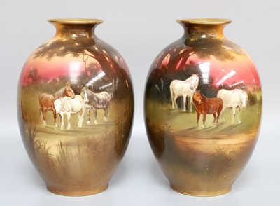 Lot 145 - A Pair of Royal Doulton Vases, signed W...