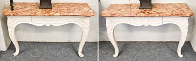 Lot 1138 - A Pair of French Style Marble Topped Console...