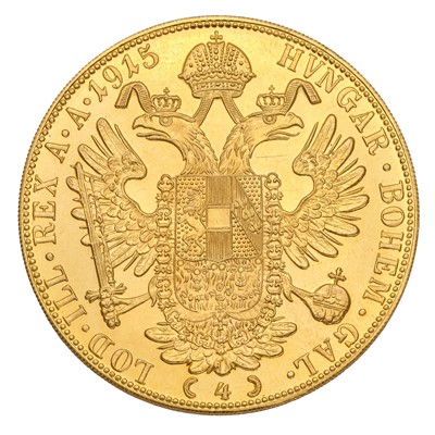 Lot 304 - Austria, 4 Ducats 1915, restrike, (.986 gold,...