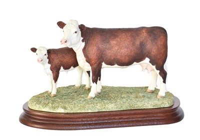 Lot 131 - Border Fine Arts 'Hereford Cow and Calf',...