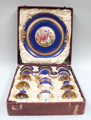 Lot 329 - A Vienna Style Porcelain Coffee Set, in fitted...