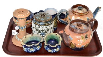 Lot 192 - A Royal Doulton stoneware mug to Marjorie Edith Butler Xmas 191; a similar tobacco jar and cover to