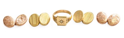 Lot 39 - A 9 Carat Gold Diamond Signet Ring, finger...