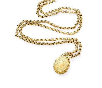 Lot 424 - A Locket on Chain, the locket with embossed...