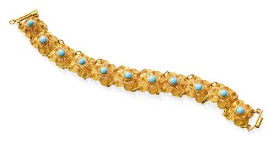 Lot 450 - A Blue Glass Fancy Link Bracelet, with applied...